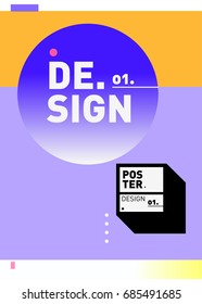 Vector poster template cover design. Future geometric graphic art template. Simple minimalist wallpaper design style.