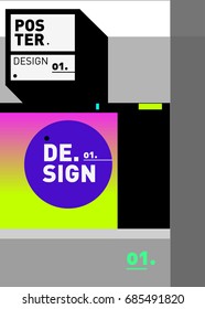 Vector poster template cover design. Future geometric graphic art template. Simple minimalist wallpaper design style.