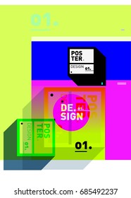 Vector poster template cover design. Future geometric graphic art template. Simple minimalist wallpaper design style.