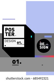 Vector poster template cover design. Future geometric graphic art template. Simple minimalist wallpaper design style.