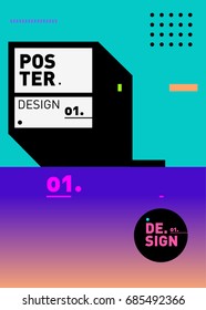 Vector poster template cover design. Future geometric graphic art template. Simple minimalist wallpaper design style.