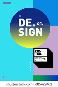 Vector poster template cover design. Future geometric graphic art template. Simple minimalist wallpaper design style.