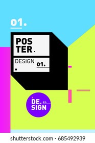 Vector poster template cover design. Future geometric graphic art template. Simple minimalist wallpaper design style.