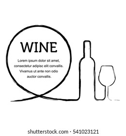 Vector poster template with icons of a wine bottle and a glass