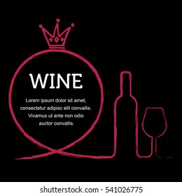 Vector poster template with icons of a wine bottle and a glass