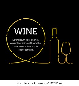 Vector poster template with icons of a wine bottle and a glass