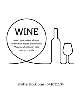 Vector poster template with icons of a wine bottle and a glass