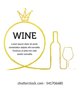 Vector poster template with icons of a wine bottle and a glass