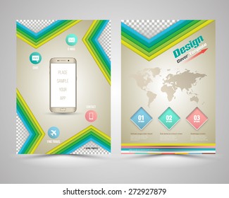 Vector poster template with smartphone. Vector illustration. Can use for cover magazine, book, webpage, document, presentation and printing advertising.