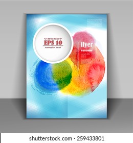 Vector Poster Templates with Watercolor Paint Splash. Abstract Background for Business Documents, Flyers and Placards. Mobile Technologies, Applications and Online Services Infographic Concept.