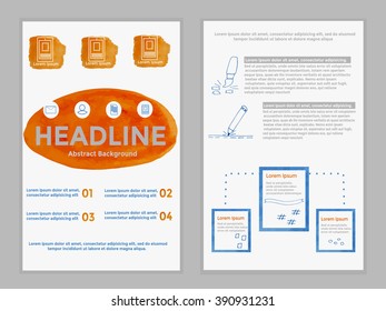 Vector Poster Templates with Watercolor Paint Splash. Abstract Background for Business Documents, Flayers.