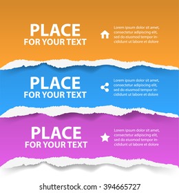 Vector Poster Templates with Watercolor Paint Splash. Abstract Aquarelle Background for Business Flyers, Posters and Placards.Flat Style Web and Infographic Icons.Torn paper