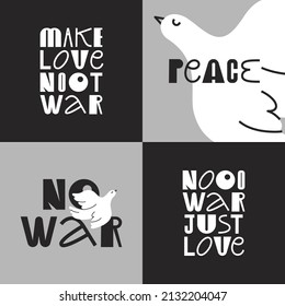 Afiche vectorial con texto dice no a la guerra