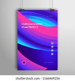Vector poster that hangs on binders. Gradient twisted shape.