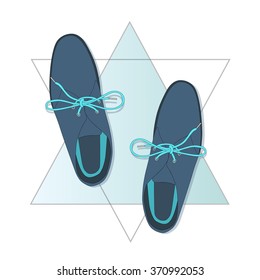 Vector poster, vintage shoes on fashion background.