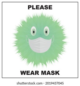 Vector poster with the words: please wear a mask - warning sign for pandemic care - covid 19