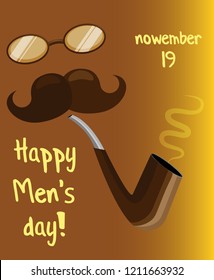 Vector poster for world men's day. Gradient golden brown background