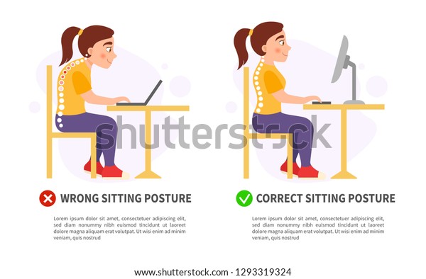 Vector Poster Wrong Correct Sitting Posture Stock Vector (Royalty Free ...