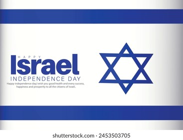 Afiche del Vector, Anuncio del día de la independencia de israel con la bandera de israel (om Haatzmaut). 
