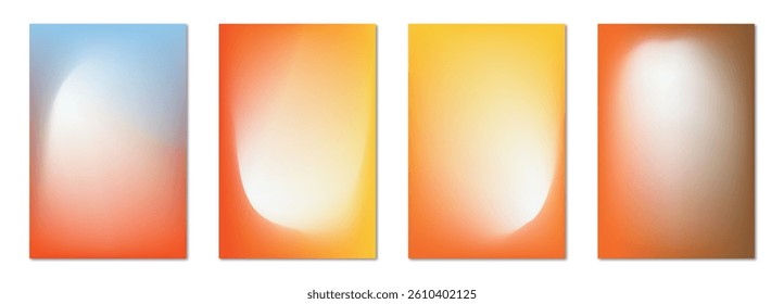 Vector posters. Flat set of illustrations with gradients. Four design drawings. Suitable for card, banner design, cover, splash, party invitation.