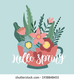 Afiches vectoriales con flores de primavera. Dibujos para una tarjeta, cartel o postal