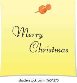 vector post-it with 'merry christmas'
