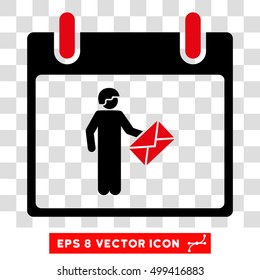 Vector Postman Calendar Day EPS vector icon. Illustration style is flat iconic bicolor intensive red and black symbol on a transparent background.