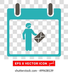 Vector Postman Calendar Day EPS vector icon. Illustration style is flat iconic bicolor grey and cyan symbol on a transparent background.