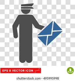 Vector Postman EPS vector icon. Illustration style is flat iconic bicolor cobalt and gray symbol on a transparent background.