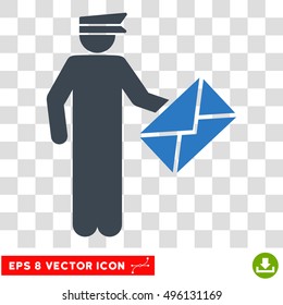 Vector Postman EPS vector icon. Illustration style is flat iconic bicolor smooth blue symbol on a transparent background.