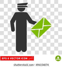 Vector Postman EPS vector icon. Illustration style is flat iconic bicolor eco green and gray symbol on a transparent background.