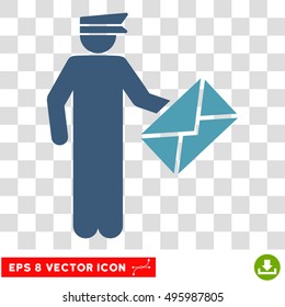 Vector Postman EPS vector pictogram. Illustration style is flat iconic bicolor cyan and blue symbol on a transparent background.