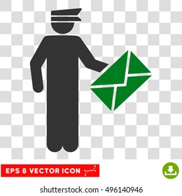 Vector Postman EPS vector pictogram. Illustration style is flat iconic bicolor green and gray symbol on a transparent background.