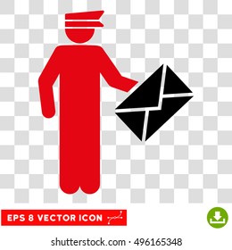 Vector Postman EPS vector pictogram. Illustration style is flat iconic bicolor black and intensive red symbol on a transparent background.