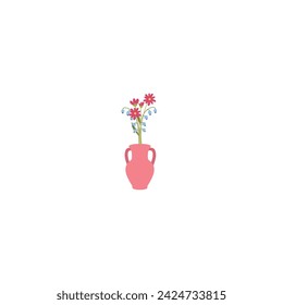 vector pot with beautiful flowers plant