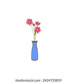 vector pot with beautiful flowers plant