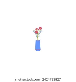 vector pot with beautiful flowers plant