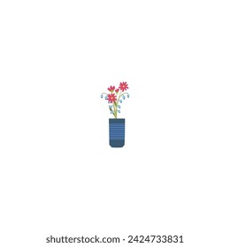 vector pot with beautiful flowers plant