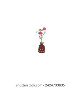 vector pot with beautiful flowers plant
