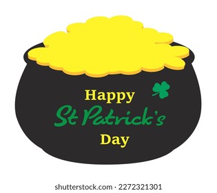 vector pot of gold, Happy Saint Patrick's Day.