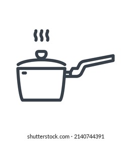 Icono de la línea de la olla del vector aislado en fondo transparente. 