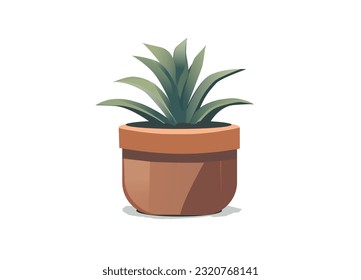  vector pot, vase with a plant at home 