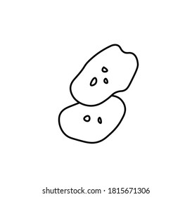 Vector potatoes with a black line.Simple food and cooking illustration in doodle style on a white isolated background hand drawn.Design for social networks,web,advertising,banners,menus,recipes.