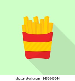 Vector Potatoes French Fries in Carton Package Box Isolated on pastel color background. Fast Food - Vector.