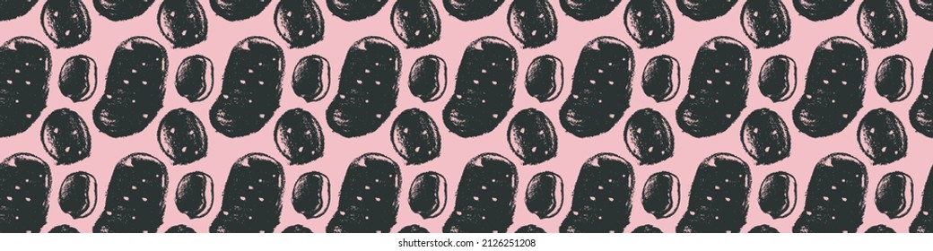 Vector potatoes pattern seamless. Hand drawn potato drawings, root vegetable illustration. Vegetarian restaurant banner. Botanical background for food label, chips packaging. Home cooking courses. 