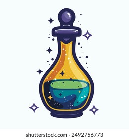 Vector potion bottle icon. Halloween objects for decor, banners, web sites