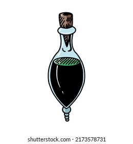 vector potion bottle, poison flask, halloween and witch elements, isolated cartoon style