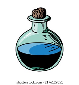 vector potion bottle, poison flask, halloween and witch elements, isolated cartoon style