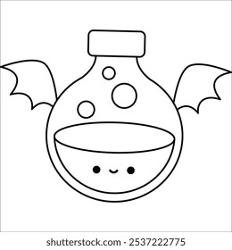 a vector of a potion with wings in black and white coloring