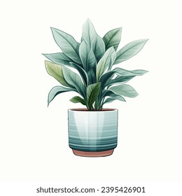 Vector potted flower clip art. Houseplant isolated